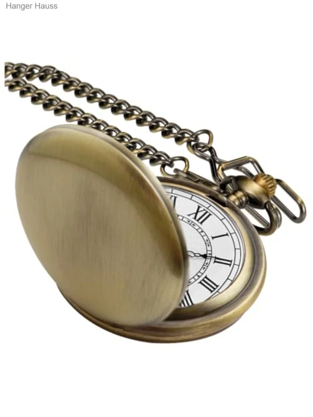 Vintage Alloy Steel Quartz Pocket Watch with Chain Roman Numerals Gift